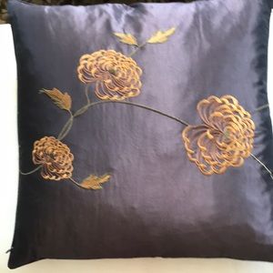 Dark brown silk accent pillow with gold